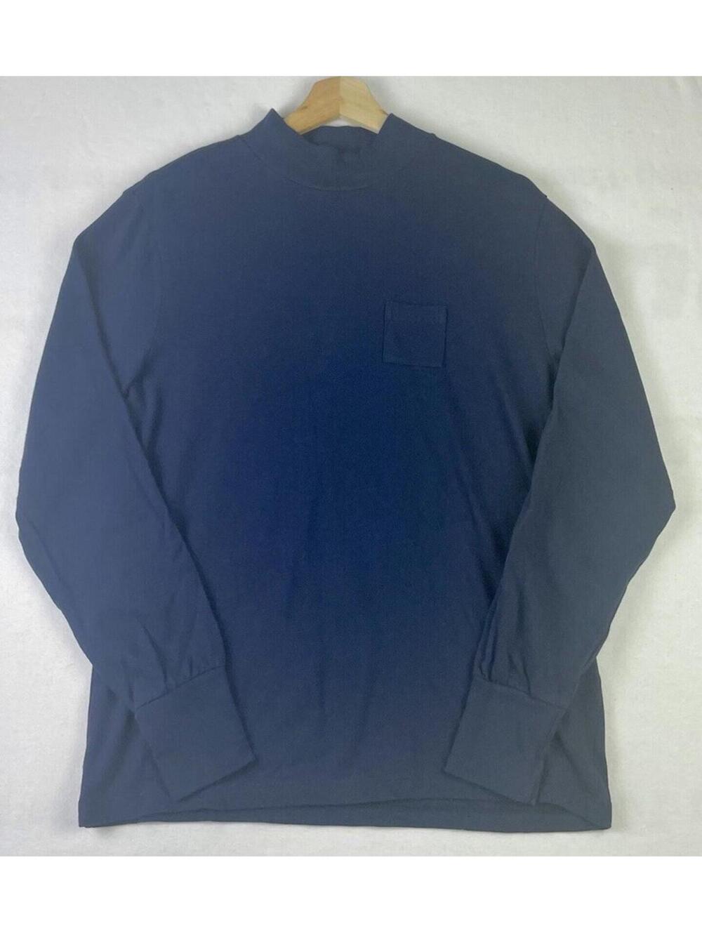 Aime Leon Dore ALD Dimebag Small Pocket Navy Mock Neck Long Sleeve Shirt Sz XS